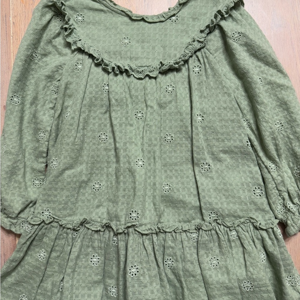 Green Floral Embroidered Dress